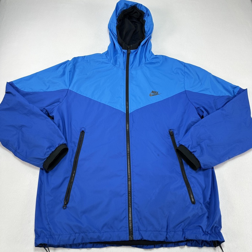 Nike Jacket Mens Large Blue Colorblock Full Zip Hooded Windbreaker 917809-435